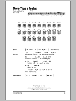 page one of More Than A Feeling (Guitar Chords/Lyrics)