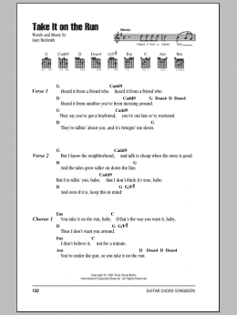 page one of Take It On The Run (Guitar Chords/Lyrics)
