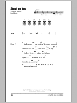 page one of Stuck On You (Guitar Chords/Lyrics)