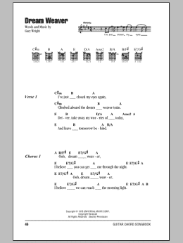 page one of Dream Weaver (Guitar Chords/Lyrics)