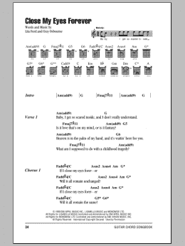 page one of Close My Eyes Forever (Guitar Chords/Lyrics)
