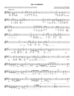 page one of Only In America (Lead Sheet / Fake Book)