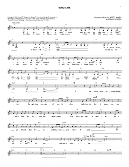 page one of Who I Am (Lead Sheet / Fake Book)