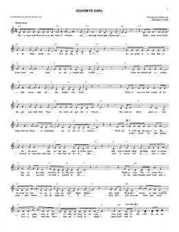page one of Goodbye Earl (Lead Sheet / Fake Book)