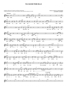 page one of You Had Me From Hello (Lead Sheet / Fake Book)