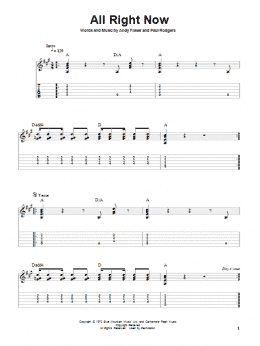 page one of All Right Now (Solo Guitar)