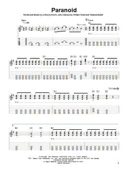 page one of Paranoid (Solo Guitar)