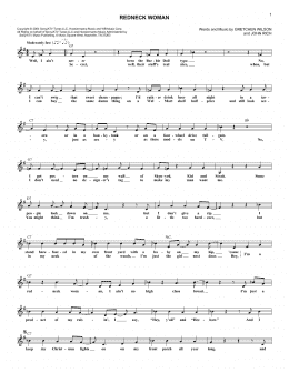 page one of Redneck Woman (Lead Sheet / Fake Book)