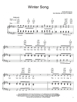 page one of Winter Song (Piano, Vocal & Guitar Chords (Right-Hand Melody))