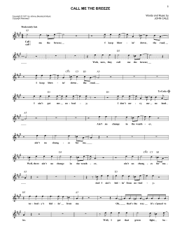 page one of Call Me The Breeze (Lead Sheet / Fake Book)