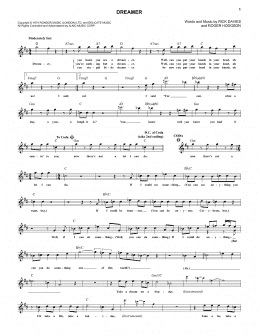 page one of Dreamer (Lead Sheet / Fake Book)