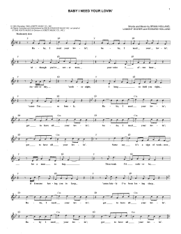 page one of Baby I Need Your Lovin' (Lead Sheet / Fake Book)
