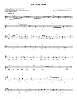 page one of Ride The Wild Surf (Lead Sheet / Fake Book)
