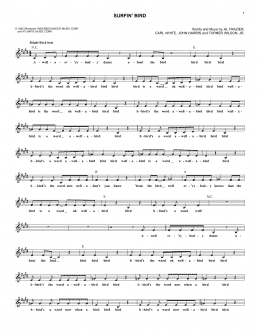 page one of Surfin' Bird (Lead Sheet / Fake Book)