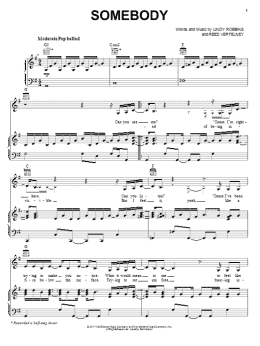 page one of Somebody (Piano, Vocal & Guitar Chords (Right-Hand Melody))