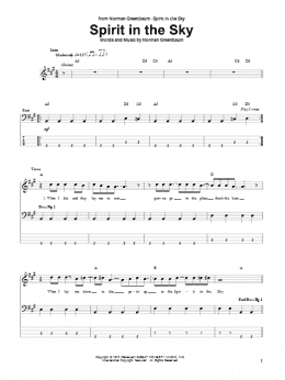page one of Spirit In The Sky (Bass Guitar Tab)