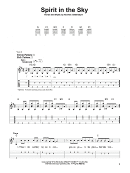 page one of Spirit In The Sky (Easy Guitar Tab)
