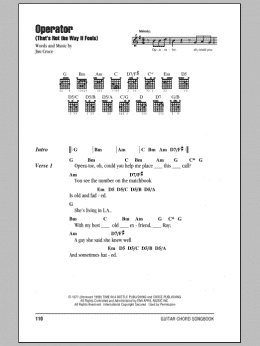 page one of Operator (That's Not The Way It Feels) (Guitar Chords/Lyrics)