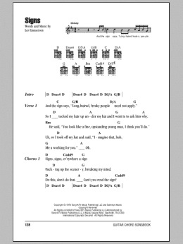 page one of Signs (Guitar Chords/Lyrics)