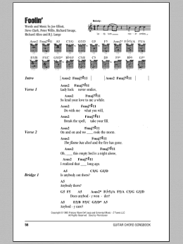 page one of Foolin' (Guitar Chords/Lyrics)