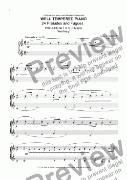 page one of WELL TEMPERED PIANO op125/01. Prelude & Fugue in C. Pf