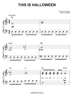 page one of This Is Halloween (from The Nightmare Before Christmas) (Big Note Piano)