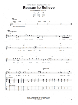 page one of Reason To Believe (Guitar Tab)