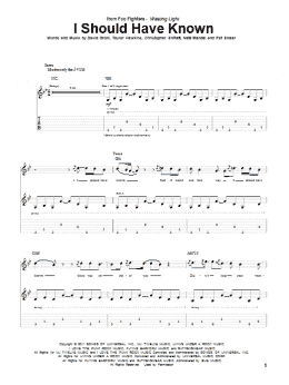 page one of I Should Have Known (Guitar Tab)