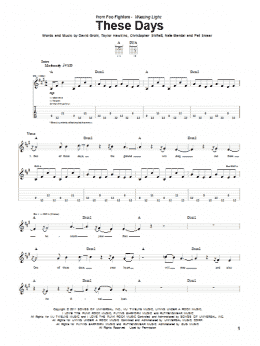 page one of These Days (Guitar Tab)