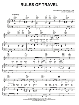 page one of Rules Of Travel (Piano, Vocal & Guitar Chords (Right-Hand Melody))