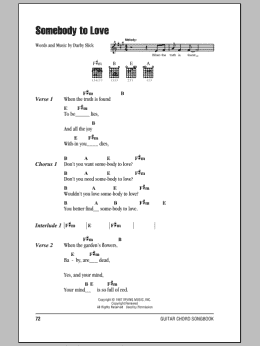 page one of Somebody To Love (Guitar Chords/Lyrics)