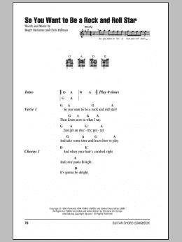 page one of So You Want To Be A Rock And Roll Star (Guitar Chords/Lyrics)