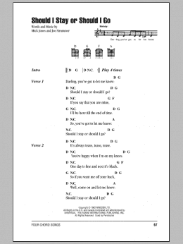 page one of Should I Stay Or Should I Go (Guitar Chords/Lyrics)
