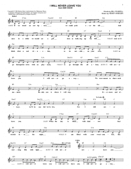 page one of I Will Never Leave You (Lead Sheet / Fake Book)