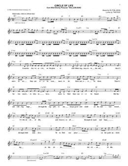 page one of Circle Of Life (from The Lion King) (Lead Sheet / Fake Book)