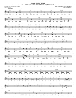 page one of Close Every Door (from Joseph and the Amazing Technicolor Dreamcoat) (Lead Sheet / Fake Book)