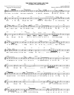 page one of The Song That Goes Like This (from Monty Python's Spamalot) (Lead Sheet / Fake Book)