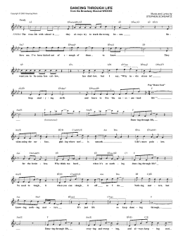 page one of Dancing Through Life (from Wicked) (Lead Sheet / Fake Book)
