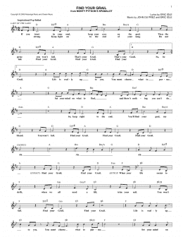 page one of Find Your Grail (Lead Sheet / Fake Book)