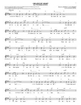 page one of I Believe My Heart (from The Woman In White) (Lead Sheet / Fake Book)