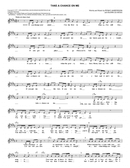 page one of Take A Chance On Me (Lead Sheet / Fake Book)