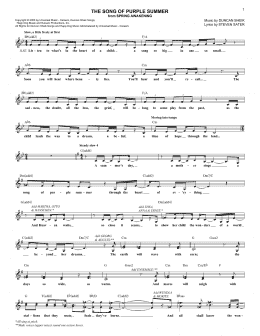 page one of The Song Of Purple Summer (Lead Sheet / Fake Book)
