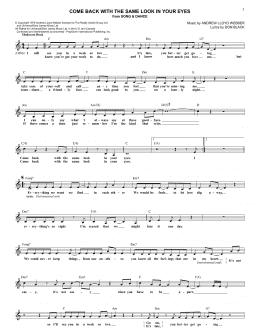 page one of Come Back With The Same Look In Your Eyes (Lead Sheet / Fake Book)