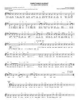 page one of Everything's Alright (from Jesus Christ Superstar) (Lead Sheet / Fake Book)