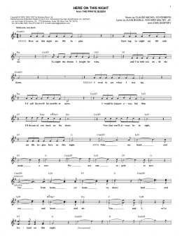 page one of Here On This Night (from The Pirate Queen) (Lead Sheet / Fake Book)