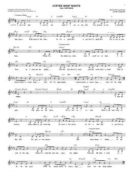 page one of Coffee Shop Nights (Lead Sheet / Fake Book)