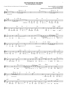 page one of The Phantom Of The Opera (Lead Sheet / Fake Book)