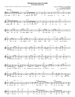 page one of Too Much In Love To Care (Lead Sheet / Fake Book)
