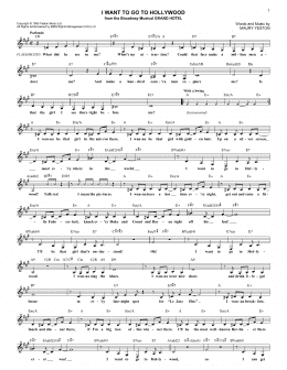 page one of I Want To Go To Hollywood (from Grand Hotel: The Musical) (Lead Sheet / Fake Book)