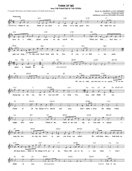 page one of Think Of Me (from The Phantom Of The Opera) (Lead Sheet / Fake Book)